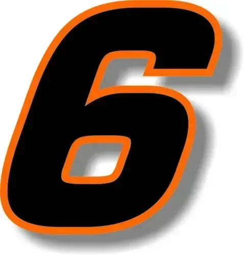 Custom Race Number Vinyl Sticker – Square Font, Black & Orange Border | 5 Sizes, Digits 0–9 - 200000182:173#8;5:361385#10CM-200000182:173#8;5:200000990#5CM-200000182:350686#0;5:100014065#25CM-200000182:350686#0;5:100014064#20CM-200000182:350686#0;5:361386#15CM-  DRIVEN - 3