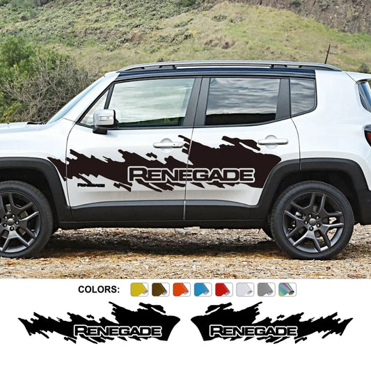 Splash Motor Door Side Skirt Decal for Jeep Renegade / JK | 2-Piece Vinyl Film Graphic - 200000182:193#Glossy Black-  DRIVEN - 1