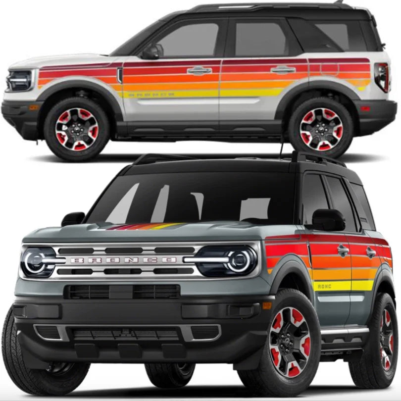 Retro Sunset Stripe Decal Kit for Ford Bronco Sport | Hood & Waist Line Vinyl Graphics - 200000182:193#A-200000182:691#C-200000182:29#B-  DRIVEN - 5