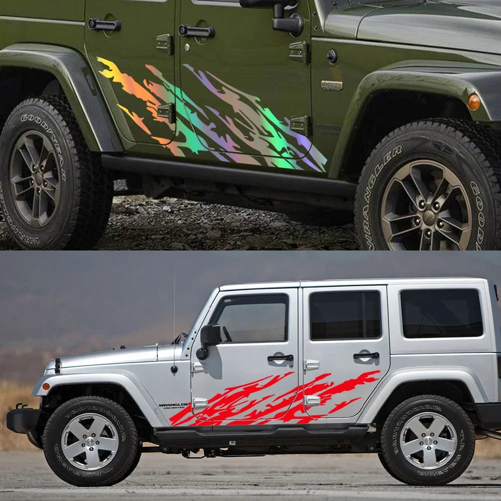Mud Splash Door Side Decal for Jeep Wrangler JK / JL / TJ / YJ | Full-Coverage Vinyl Kit - 200000182:496#Matt Silver;5:361386#185x46cm-200000182:691#Glossy Gray;5:100014064#125x31cm-200000182:366#Glossy Yellow;5:361386#185x46cm-200000182:496#Matt Silver;5:100014064#125x31cm-200000182:193#Glossy Black;5:361386#185x46cm-  DRIVEN - 4