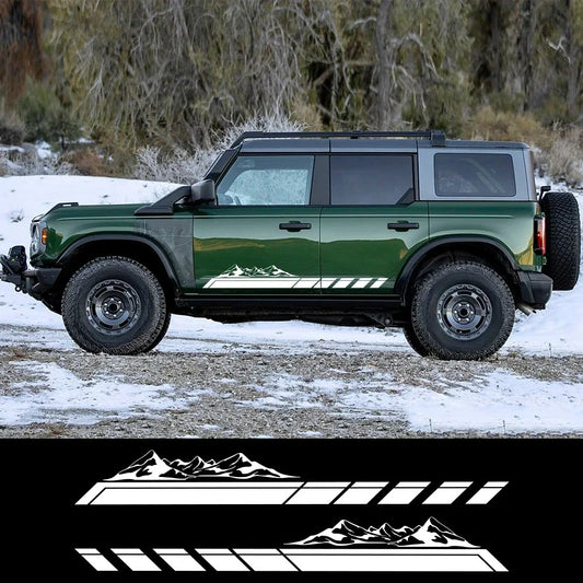 Mountain Peak Off-Road Vinyl Decal for Suzuki Jimny & Ford Bronco | 2-Piece Body Sticker - 200000182:771#Matt Silver-  DRIVEN - 1