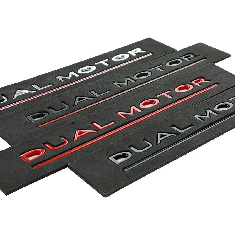 3D ABS DUAL MOTOR Chrome Red Line Emblem Badge for Tesla | Trunk & Body Styling Sticker - 14:200004890#Bright black red-14:200004889#silver red-14:365458#red-14:200002130#Matte black-14:200003699#Bright black-  DRIVEN - 6