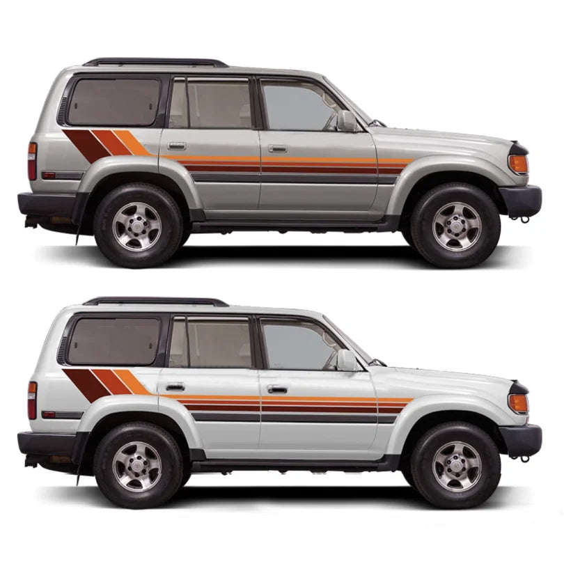 Tri-Color Waistline Stripe Decal for Toyota Land Cruiser 80 LC80 (1994–1997) | Blackout Vinyl Graphics - 200000182:173#C-200000182:496#E-200000182:29#B-200000182:193#A-200000182:175#D-  DRIVEN - 3
