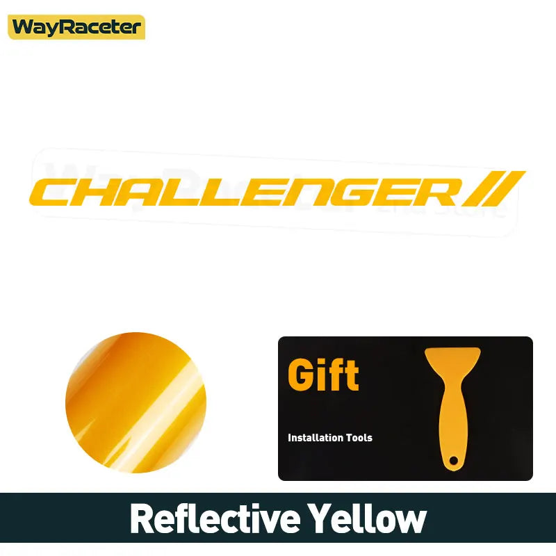 Dodge Challenger Reflective Front Windshield Vinyl Decal – Windscreen Sticker | Hellcat, SRT, Demon | 12 Colors - 200000182:496#Reflective yellow-200000182:350686#Reflective blue-200000182:1052#Reflective green-200000182:350850#Reflective orange-200000182:350852#Red and green-  DRIVEN - 13