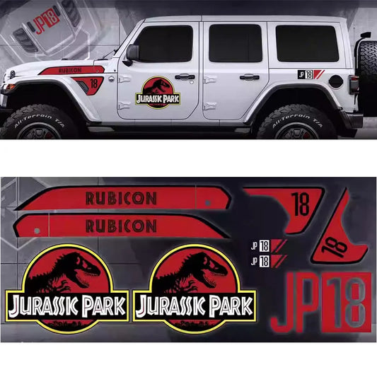 Jurassic Park-Style Dinosaur Hood & Fender Decal for Jeep Wrangler JL (2018–2023) | Blackout Vinyl Kit - 200000182:173#full set-  DRIVEN - 1