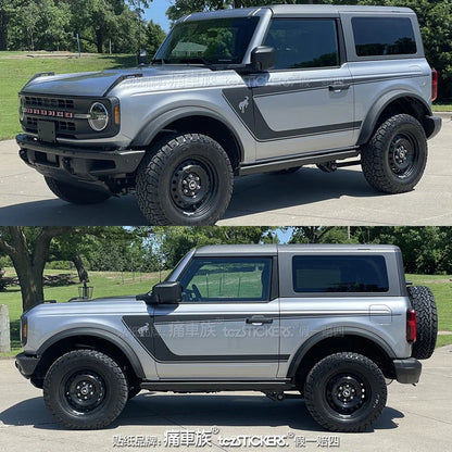 Body & Hood Sport Decoration Stripe Vinyl Kit | Custom KK Graphics for Ford Raptor - 200000182:29#Left right grey-200000182:193#Engine hood gray-200000182:691#Left right black-  DRIVEN - 1