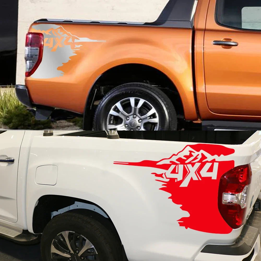 Universal 4x4 Side Bed Splash Decal | Fits Ford F-150, Toyota Hilux, Dodge RAM, Isuzu D-Max, Mitsubishi L200 & More - 200000182:350850#Glossy Black-200000182:350853#Glossy Gray-200000182:350852#Glossy White-200000182:1052#Carbon Fiber-200000182:366#Matt Silver-  DRIVEN - 3