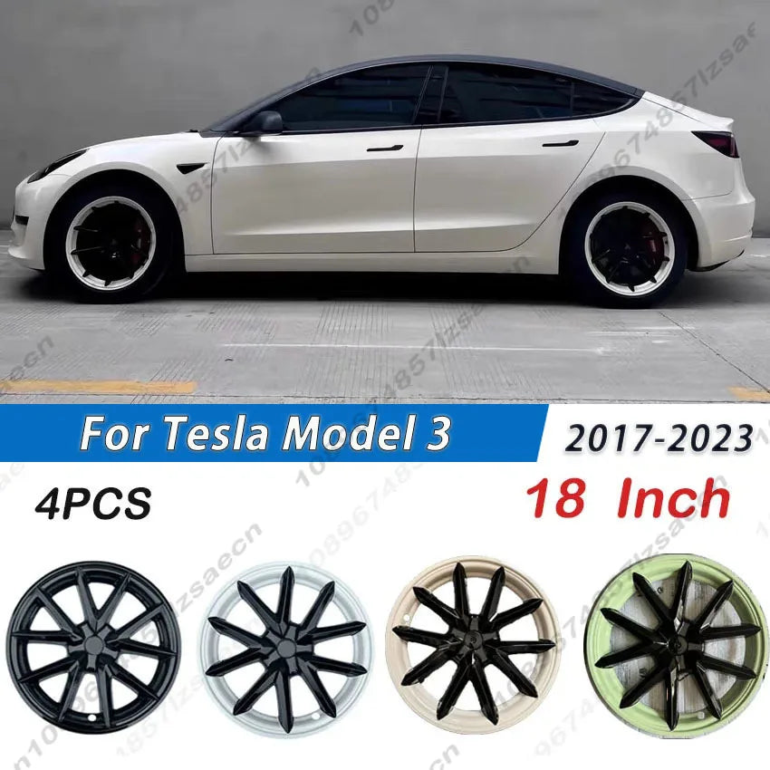 18" Replacement Hub Cap Wheel Covers for Tesla Model 3 (2017–2023) | 4-Piece ABS Set - 14:201452420#Gloss Black-14:202530813#Orange-14:10#White-14:201504124#Pepper White-14:203603266#Purple-  DRIVEN - 2