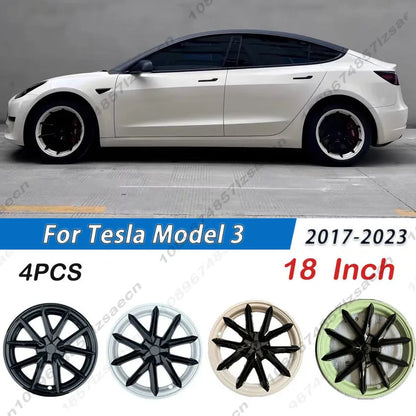 18" Replacement Hub Cap Wheel Covers for Tesla Model 3 (2017–2023) | 4-Piece ABS Set - 14:201452420#Gloss Black-14:202530813#Orange-14:10#White-14:201504124#Pepper White-14:203603266#Purple-  DRIVEN - 2
