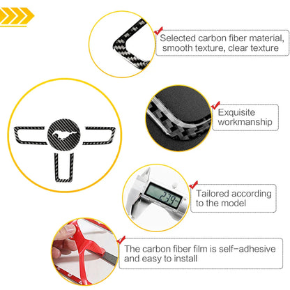 Carbon Fiber Steering Wheel Trim Sticker for Ford Mustang | 4-Piece Interior Set - 200000182:365462#Red-200000182:193#Black-  DRIVEN - 4