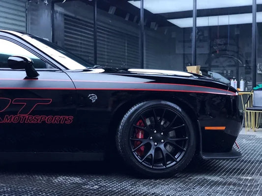 Dodge Challenger SRT Custom Body & Hood Sport Decal Film Kit – Full Coverage Door, Waist Line & Hood Graphic - 200000182:29#picture color-  DRIVEN - 2