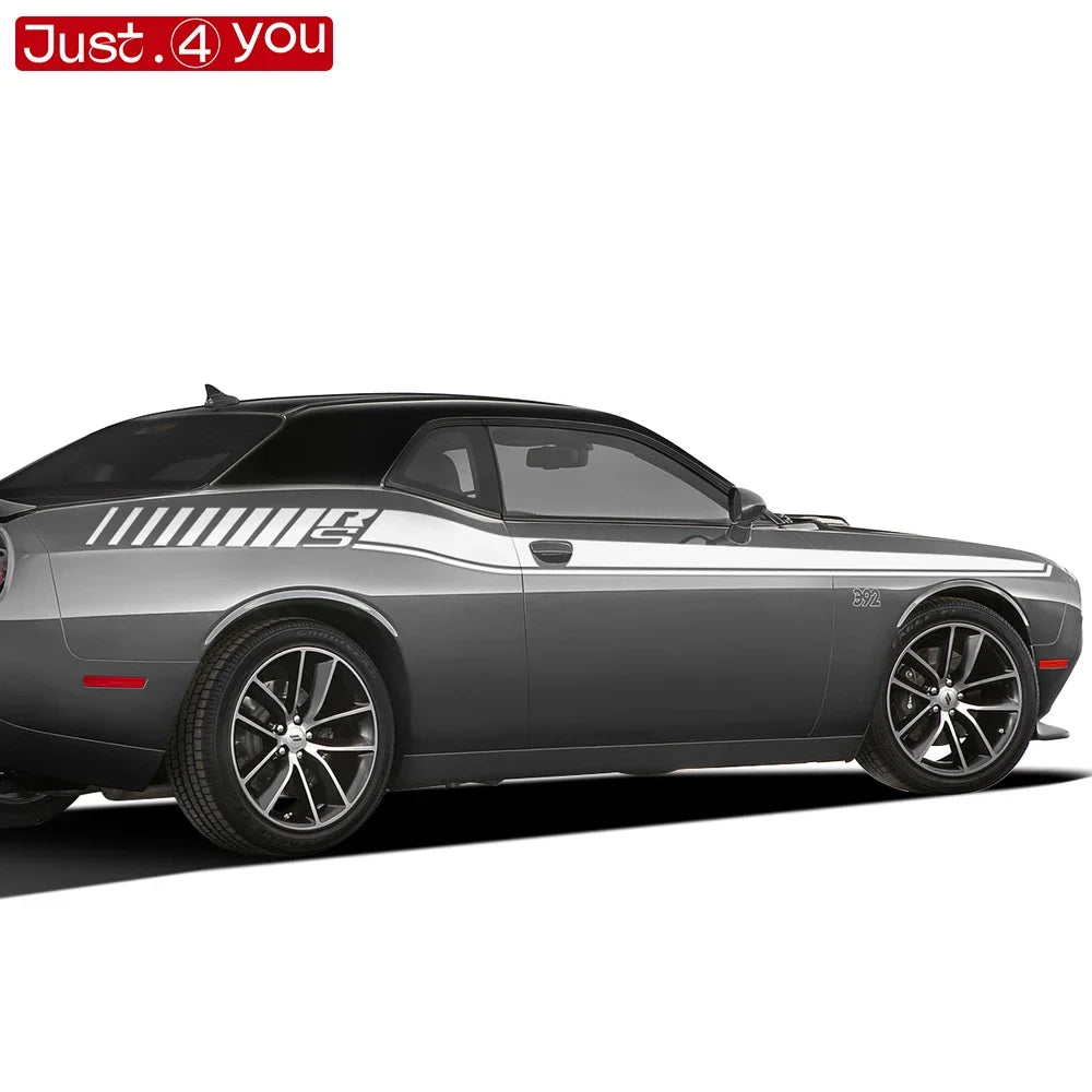 Dodge Challenger Body Side Accent Stripe Decal Kit – Door & Waist Line Graphic | 2008–2023 RS | 8 Premium Finishes - 200000182:193#Gloss Black-200000182:29#Gloss White-200000182:691#Reflective Red-200000182:10#Matte Black-200000182:350852#Silver-Grey-  DRIVEN - 6