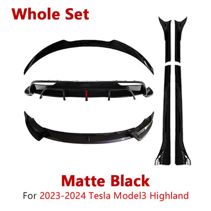 Full Body Kit — Bumper Lips, Diffuser & Spoiler for Tesla Models | Gloss Black & Carbon Tuning - 14:200004890#24M3-Side Skirts-GB-14:200003699#24M3-Rear Wing-GB-14:200002130#24M3-Whole Set-GB-14:200001951#24M3-Front-MB-14:200000914#24M3-Side Skirts-MB-  DRIVEN - 13