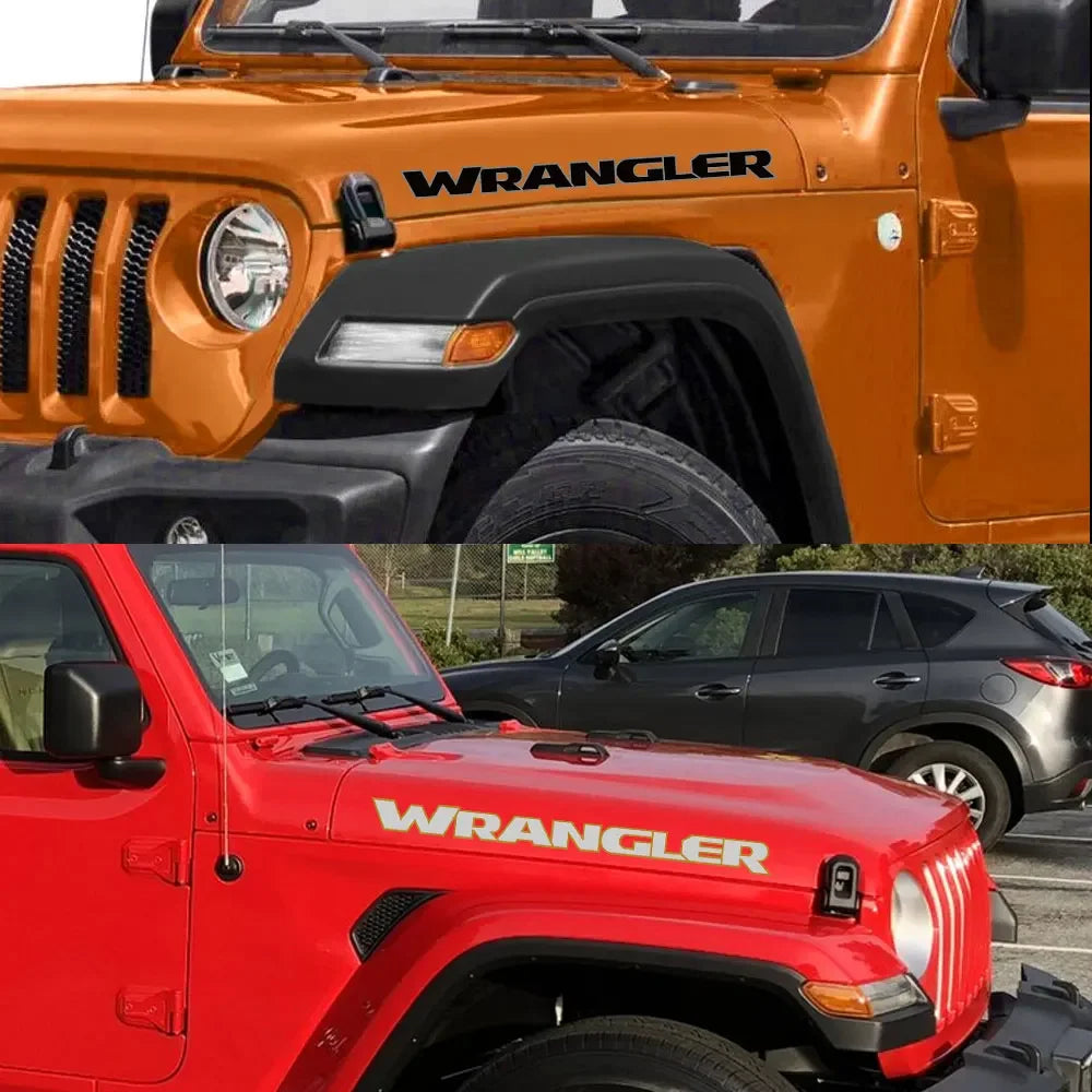 Jeep Wrangler Hood & Door Vinyl Decal – Engine Cover Bonnet Sticker | JK, JL, TJ, YJ, Unlimited, Sahara | 13 Colors - 200000182:350853#Gold Silver-200000182:173#Black Gray-200000182:175#Black Red-200000182:366#Carbon Fiber-200000182:350852#Matt Black-  DRIVEN - 4