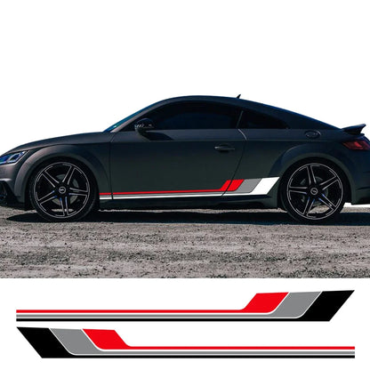 Tricolor Door Side Skirt Trim Decal for Audi TT (8N MK1, 8J MK2, 8S MK3) | 2-Piece Vinyl Coupe Graphic - 200000182:10#Black Gray Red-200000182:691#Black-200000182:29#White Gray Red-200000182:193#White-  DRIVEN - 1