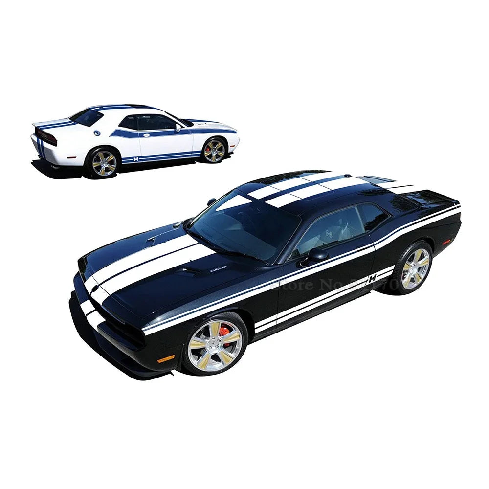 Full-Coverage Racing Stripe Kit | Door Side, Hood, Rear, Waistline & Skirt Vinyl Decal - 200000182:366#1 set Style 1;5:100014064#Glossy Red-200000182:366#1 set Style 1;5:100014065#Glossy Yellow-200000182:366#1 set Style 1;5:361385#Glossy Black-200000182:366#1 set Style 1;5:361386#Glossy Gray-200000182:175#1 Set Stye 2;5:361385#Glossy Black-  DRIVEN - 4