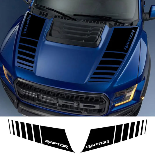 Ford Ranger Raptor & F-150 Hood Bonnet Decal Set – Vinyl Film Sticker (2 Pcs) | 2015–2020, 12 Finishes - 200000182:350686#Colorful Laser-  DRIVEN - 1