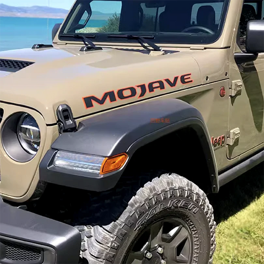 Reflective Matte Mojave Hood Graphic for Jeep Wrangler JL/JK & Gladiator JT (2018–2023) | Outlined Blackout Vinyl - 200000182:29#red with black-  DRIVEN - 1