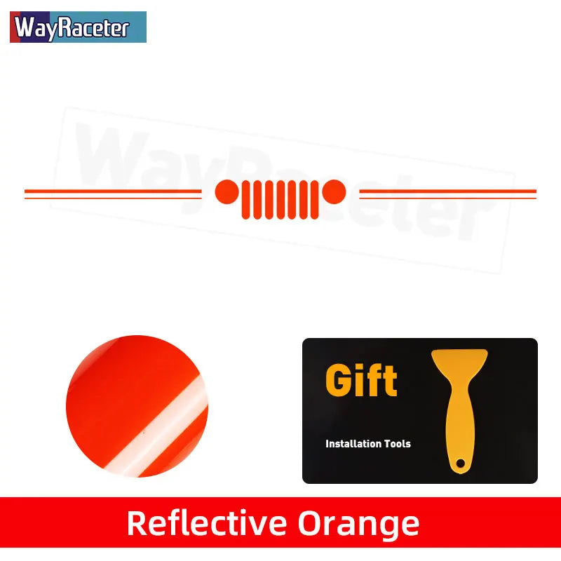 Jeep Wrangler & Gladiator Reflective Grill & Windshield Decal – Vinyl Window Graphic | JK JL, Gladiator, Renegade - 200000182:350853#B green-200000182:200211869#B orange-200000182:496#B white-200000182:350686#B red-200000182:1052#B blue-  DRIVEN - 11