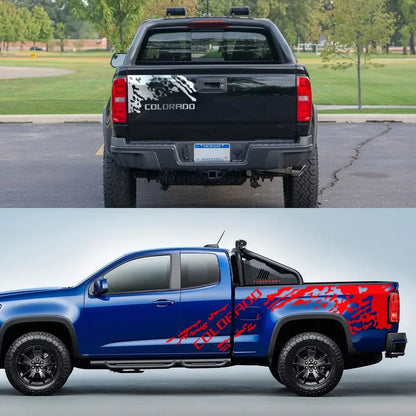 Splash Grunge Body Side Decal for Chevrolet Colorado Z71 | 3-Piece Matte Vinyl Kit - 200000182:10#Glossy Red-200000182:29#Glossy Orange-200000182:173#Glossy Yellow-200000182:175#Glossy Blue-200000182:350850#Glossy Black-  DRIVEN - 3