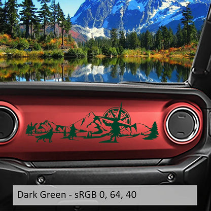 Jeep Wrangler JL & Gladiator JT Dashboard Decal – Wolf, Mountain & Compass Scene Vinyl Sticker (2018+) - 200000182:173-200000182:175-200000182:350850-200000182:1052-200000182:691-  DRIVEN - 4