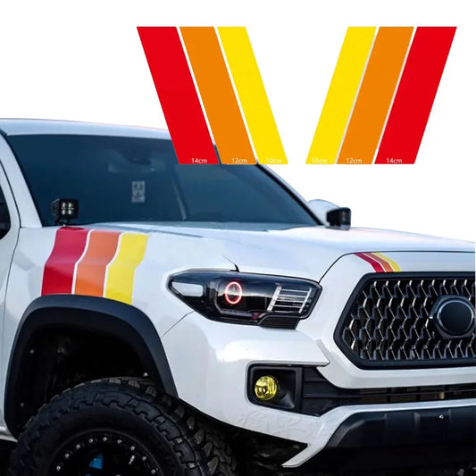 Retro Tri-Color Sunset Stripe Decal for Toyota 4Runner (2009–2024) | Fender, Hood, Trunk & Grille Vinyl - 200000182:366#E-  DRIVEN - 1
