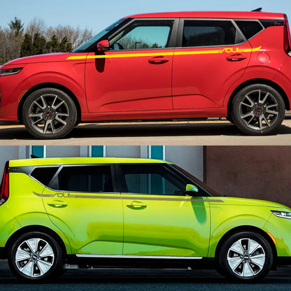 Side Body Waistline Stripe Decal for Kia Soul (Gen 1, 2, 3 & EV) | Vinyl Film Graphics - 200000182:771#Carbon Fiber-200000182:200004890#Matt Black-200000182:173#Glossy Blue-200000182:175#Colorful Laser-200000182:350853#Matt Sliver-  DRIVEN - 4