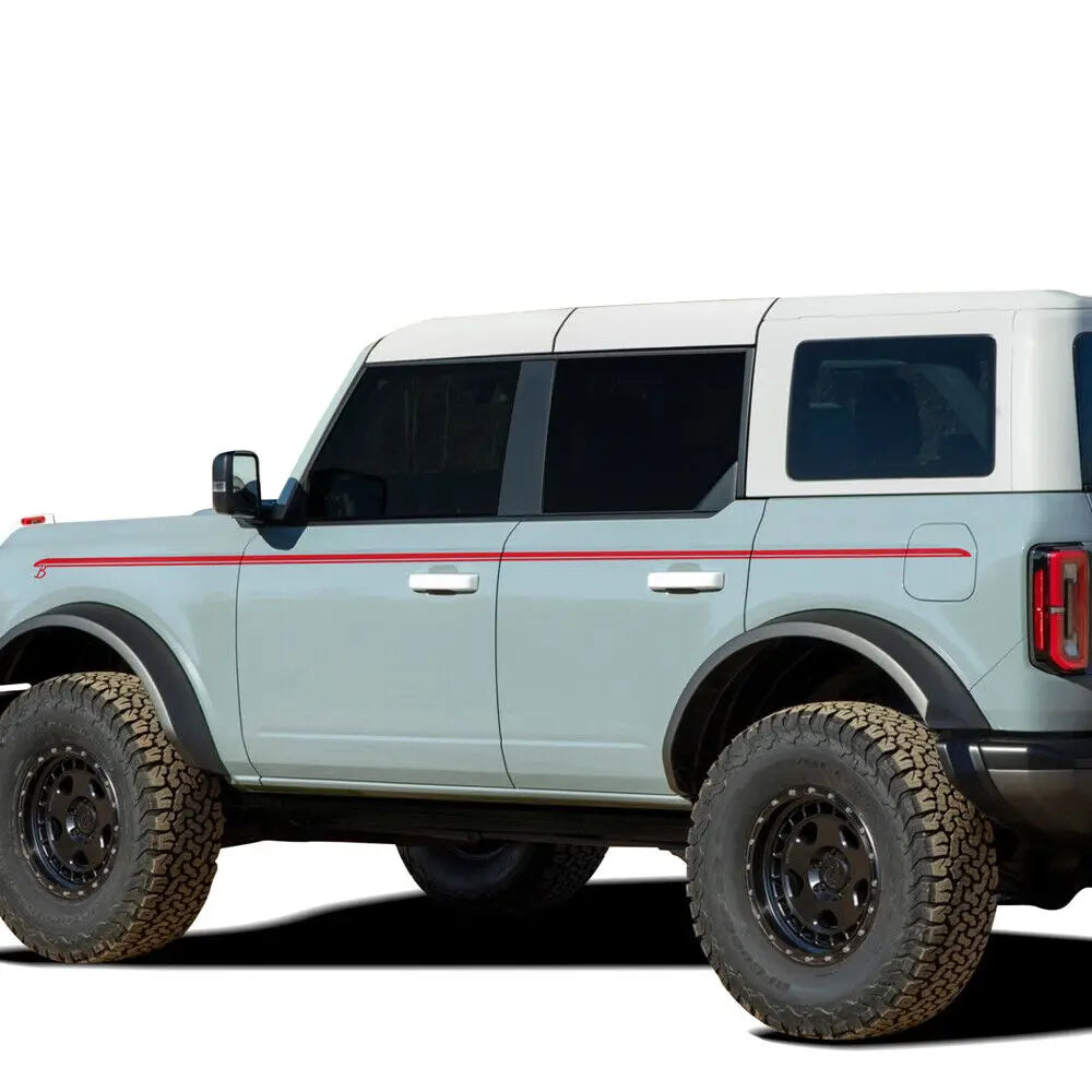 Upper Door Side Line Stripe Decal for Ford Bronco 2/4-Door (2021–2022) | 2-Piece Vinyl Sticker Set - 200000182:771#GLOSS BLACK;5:361385#4-Door-200000182:175#REFLECTIVE RED;5:361385#4-Door-200000182:771#GLOSS BLACK;5:200000990#2-Door-200000182:366#REFLECTIVE BLUE;5:361385#4-Door-200000182:175#REFLECTIVE RED;5:200000990#2-Door-  DRIVEN - 6