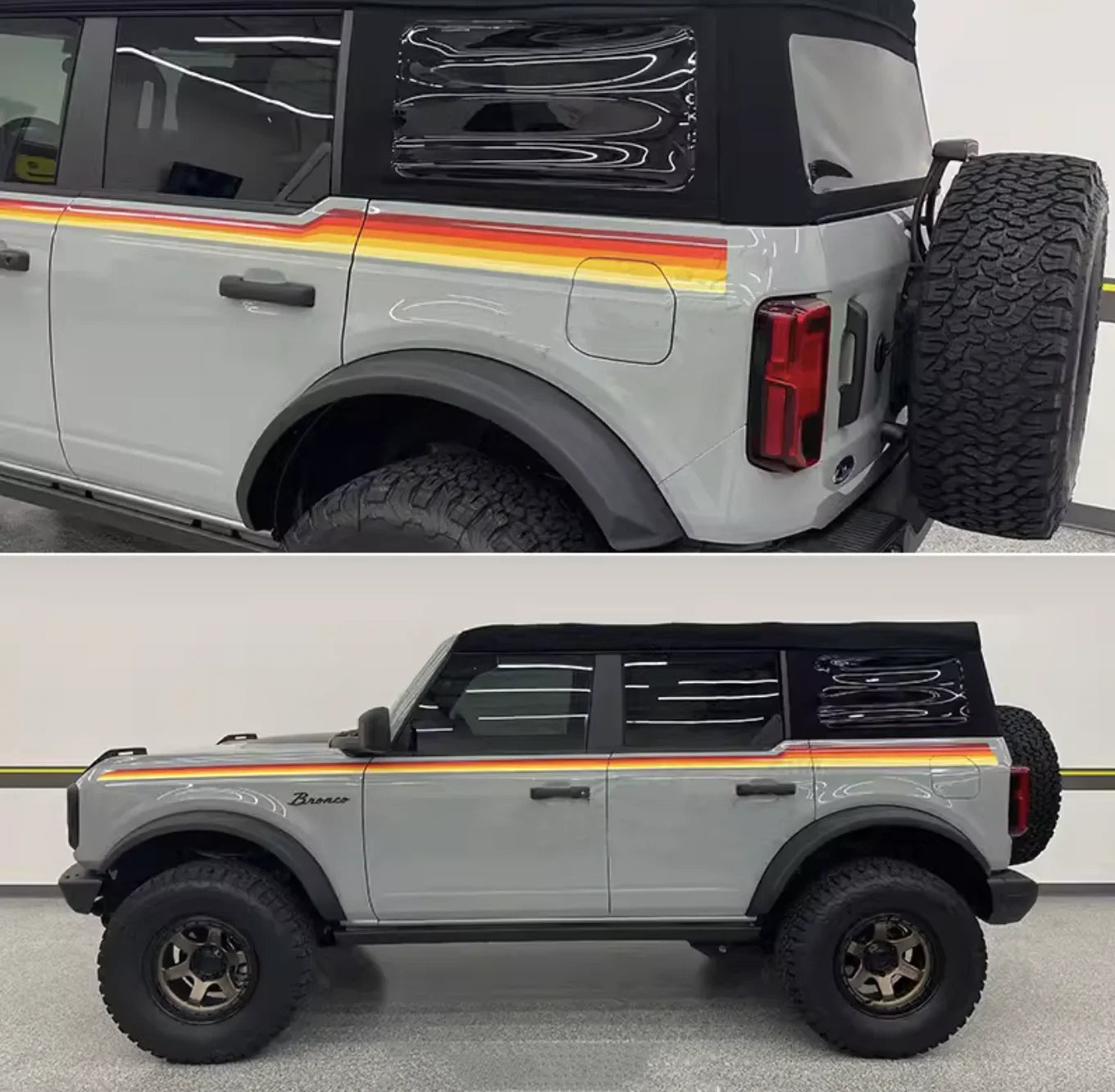 Blue & Orange Sunset Waistline Stripe Decal for Ford Bronco (2021–2023) | Modified Body Line Vinyl Overlay - 200000182:175#E-200000182:10#C-200000182:173#D-200000182:193#A-200000182:350853#B-  DRIVEN - 1