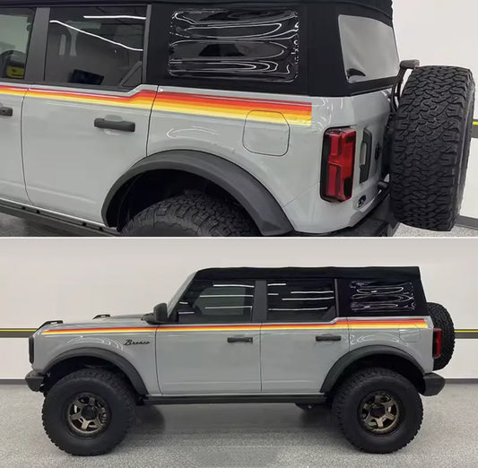 Blue & Orange Sunset Waistline Stripe Decal for Ford Bronco (2021–2023) | Modified Body Line Vinyl Overlay - 200000182:173#D-  DRIVEN - 1