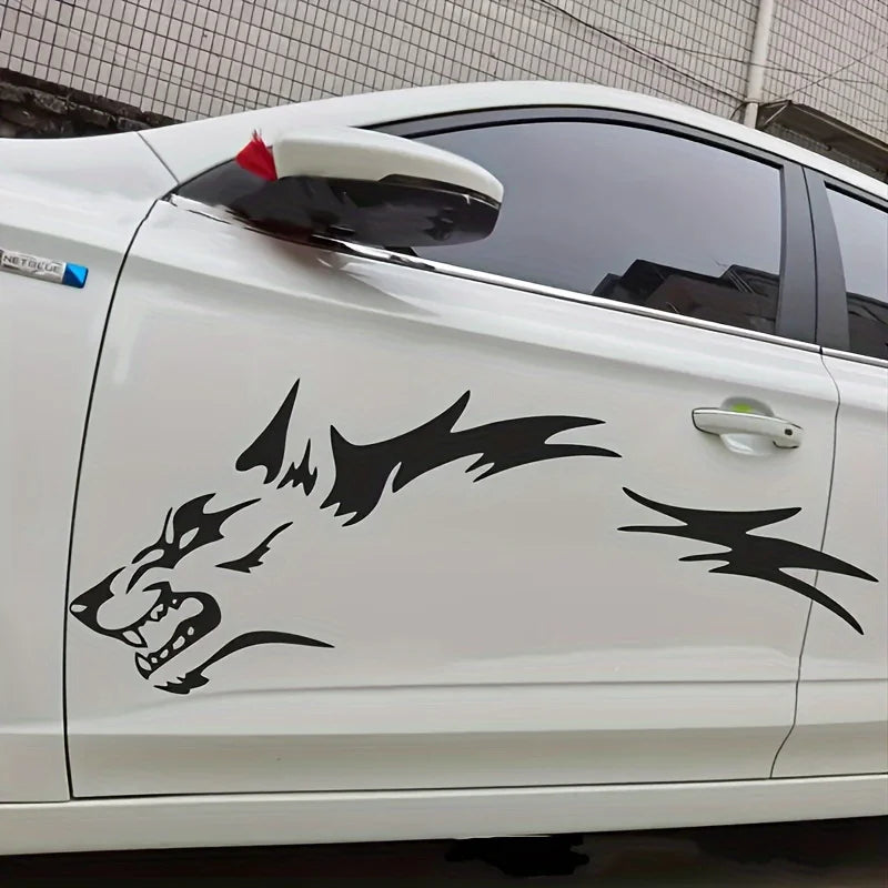 Wolf Side Body Decal | 2-Piece Waterproof Self-Adhesive Vinyl Animal Sticker - 200000182:193#2pcs Black;5:100014064#100x40CM(each)-200000182:29#2pcs White;5:100014064#100x40CM(each)-200000182:10#2pcs Red;5:100014064#100x40CM(each)-  DRIVEN - 4