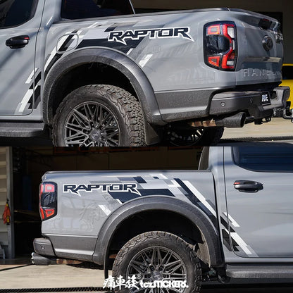 Body & Rear Trunk Exterior Decal for Ford Ranger Raptor (2024) | Custom Sports Vinyl Film - 200000182:193#Black gray white-200000182:29#Yellow Grey Red-  DRIVEN - 3