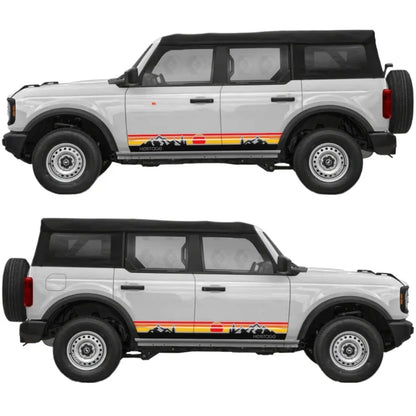 Retro Sunset Mountain Stripe Door Decal for Ford Bronco | Classic Side Vinyl Graphics - 200000182:691#C-200000182:29#B-200000182:193#A-  DRIVEN - 3