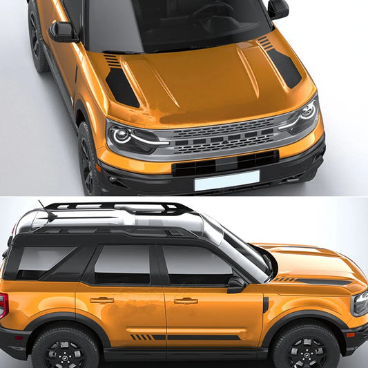 Hood Scoop Racing Stripe Decal for Ford Bronco Sport (2021+) | Vinyl Bonnet Body Graphic - 200000182:193#Matte Black all-  DRIVEN - 1