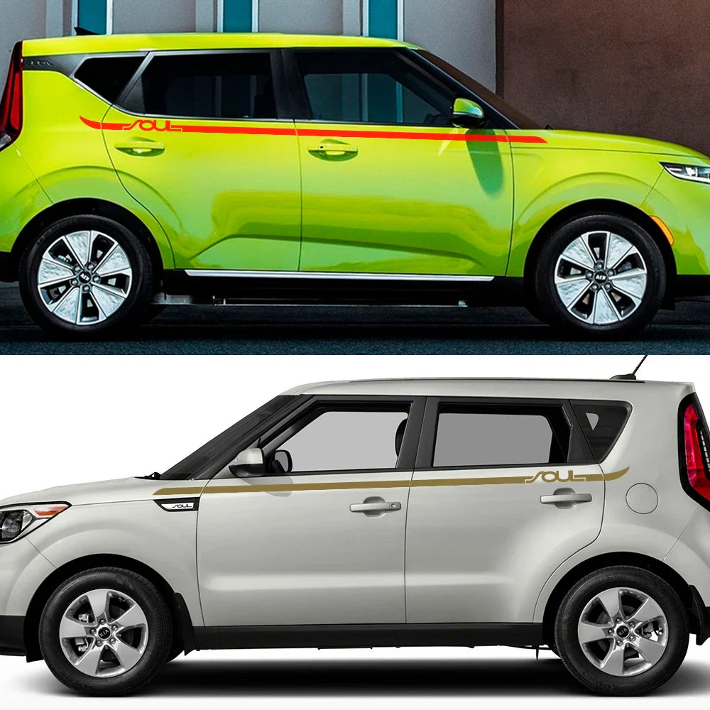 Side Body Waistline Stripe Decal for Kia Soul (Gen 1, 2, 3 & EV) | Vinyl Film Graphics - 200000182:771#Carbon Fiber-200000182:200004890#Matt Black-200000182:173#Glossy Blue-200000182:175#Colorful Laser-200000182:350853#Matt Sliver-  DRIVEN - 3