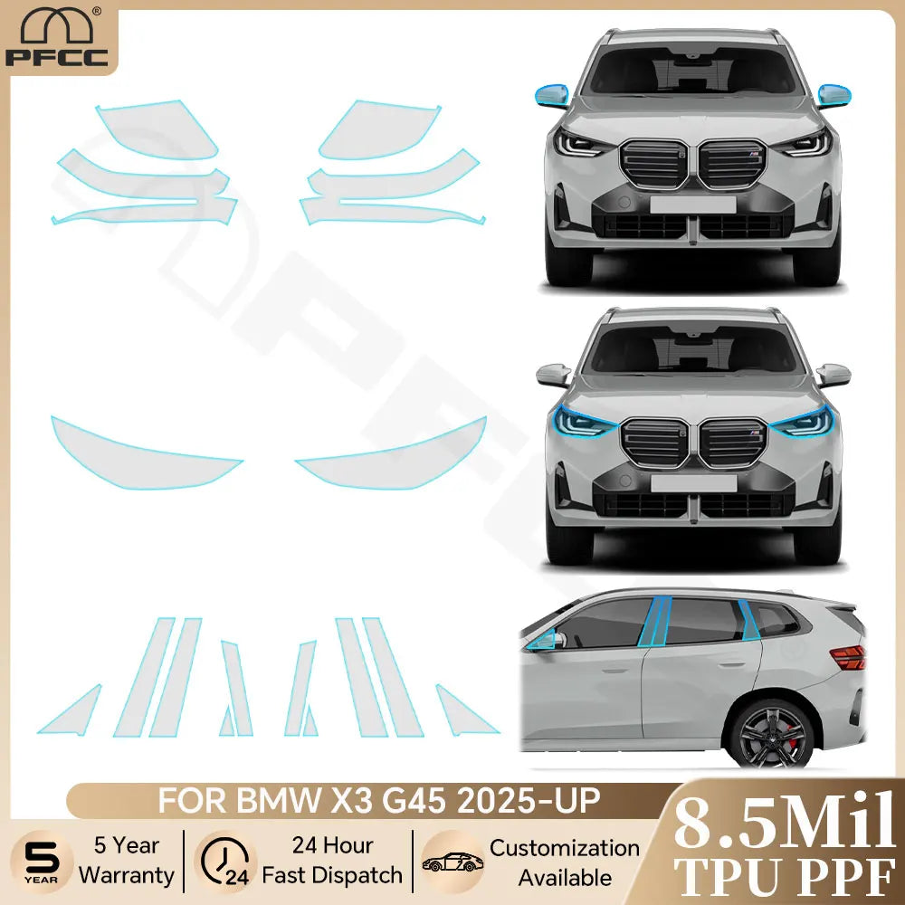 Precut PPF for BMW X3 G45 / M50 / M Sport (2025+) | TPU Headlight, Mirror & Pillar Protection - 200000182:29#Rearview Film;355:203282823#With Tools;5:200000990#Transparent Film-200000182:193#Headlight Film;355:203282823#With Tools;5:200000990#Transparent Film-200000182:691#B C Pillars;355:203282823#With Tools;5:200000990#Transparent Film-  DRIVEN - 1