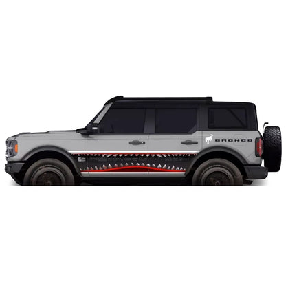 Megalodon Shark Waistline Body Decal | Fierce Shark Vinyl Sticker for Cars & Trucks - 200000182:193#gray red-200000182:29#black red-200000182:350850#white red-  DRIVEN - 4