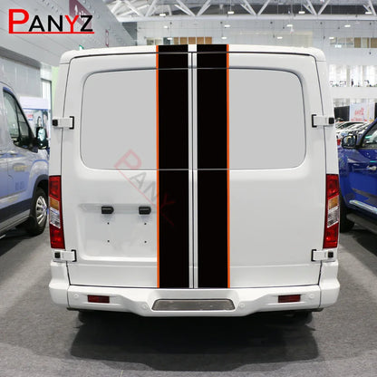 Hood & Rear Door Graphic Decal Kit for Ford Transit Connect | 4-Piece Full-Body Vinyl Sticker - 200000182:1052#Glossy White-200000182:350850#Glossy Gray-200000182:175#White Gray-200000182:350686#Glossy Black-200000182:10#Black Gray-  DRIVEN - 5