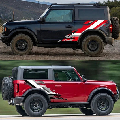 Racing Sport Body Side Vinyl Decal for Ford Bronco SUV | Hardcore Off-Road Graphic Sticker - 200000182:29#Black White Grey-200000182:193#White Red Gray-  DRIVEN - 5
