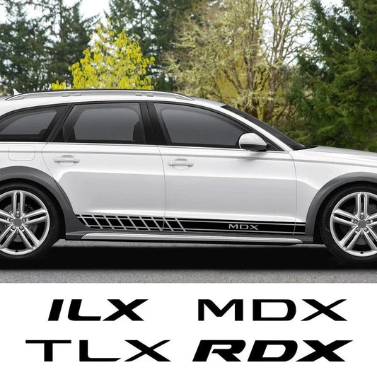 Long Door Side Skirt Stripe Decal for Acura RDX / MDX / TLX / ILX | Sport Vinyl 2-Piece Kit - 200000182:29#For RDX;355:203282822#Matt Silver-  DRIVEN - 1