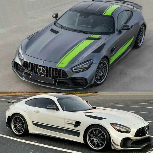 AMG Racing Hood Stripe & Waistline Decal for Mercedes-Benz AMG GTR / GTS / C63 | Green Vinyl Graphics - 200000182:193#black-  DRIVEN - 2