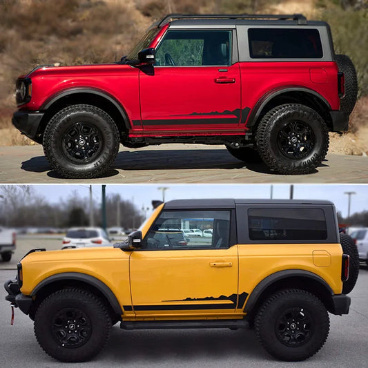 Matte Black Wildtrak Hood & Mountain Waistline Stripe Decal for Ford Bronco (2021–2023) | Off-Road Vinyl - 200000182:10#hood with waistline-  DRIVEN - 2