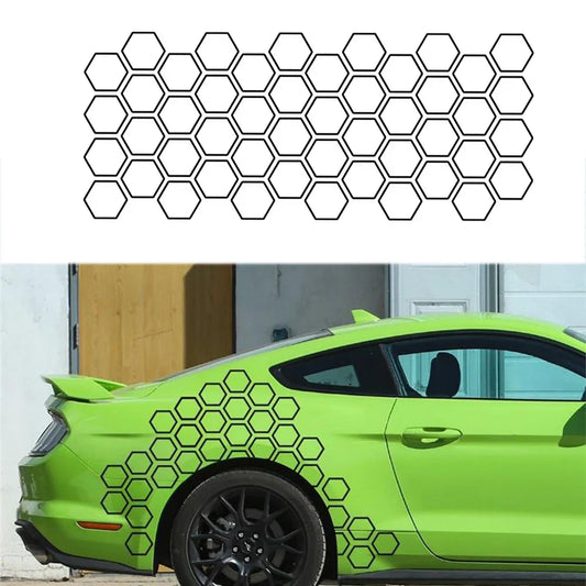 Universal Honeycomb Body Graphic Decal Film | Exterior Vinyl Decor Sticker for Cars & Trucks - 200000182:193#Black-  DRIVEN - 1