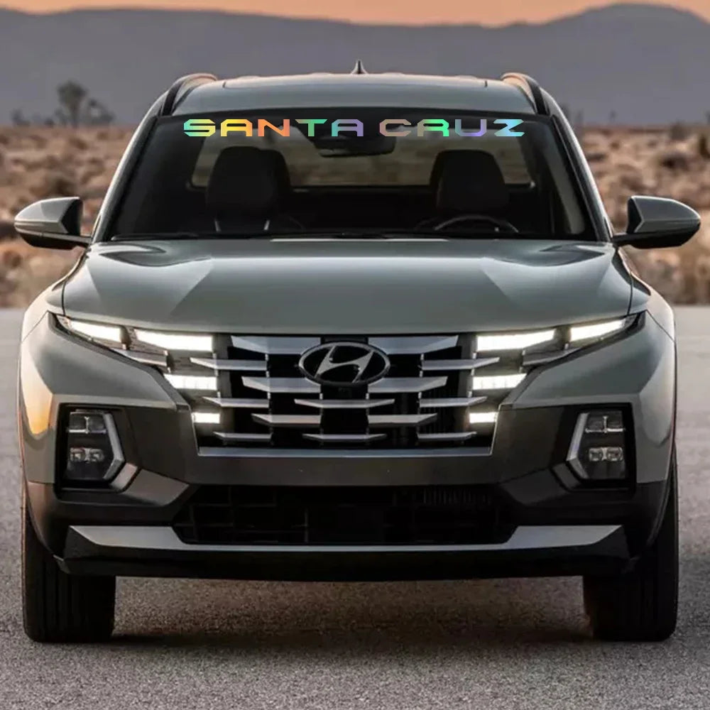 Windshield Graphic Decal for Hyundai Santa Cruz SE / SEL / Limited (2022–2023) | DIY Style Vinyl Sticker - 200000182:350850#Colorful Laser-200000182:1052#Matt Gold-200000182:350853#Carbon Fiber-200000182:193#Glossy Black-200000182:691#Glossy Gray-  DRIVEN - 5