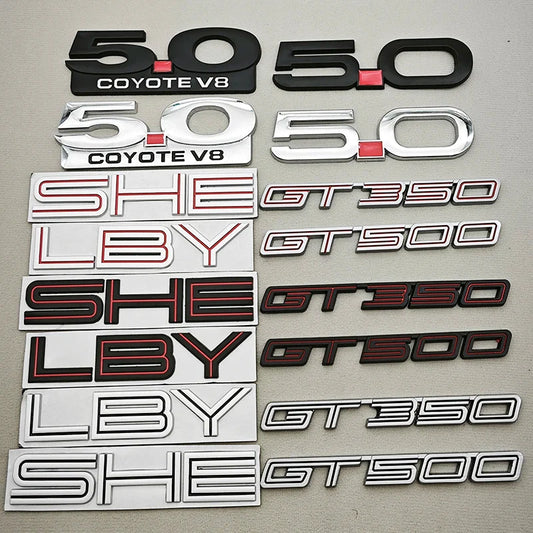 3D Metal GT350 / Shelby / 5.0 Fender & Trunk Badge | Ford Mustang Emblem Sticker - 200000182:350852#GT350 Silver Red-  DRIVEN - 1