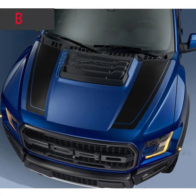 Hood Stripe Decal Kit for Ford F-150 Raptor (2015–2019) | Premium Vinyl Graphics - 200000182:10#D;355:203282812#matte black-200000182:193#A;355:203282815#red-200000182:193#A;355:203282816#dark gray-200000182:193#A;355:203282814#white-200000182:350852#E;355:203282812#matte black-  DRIVEN - 7