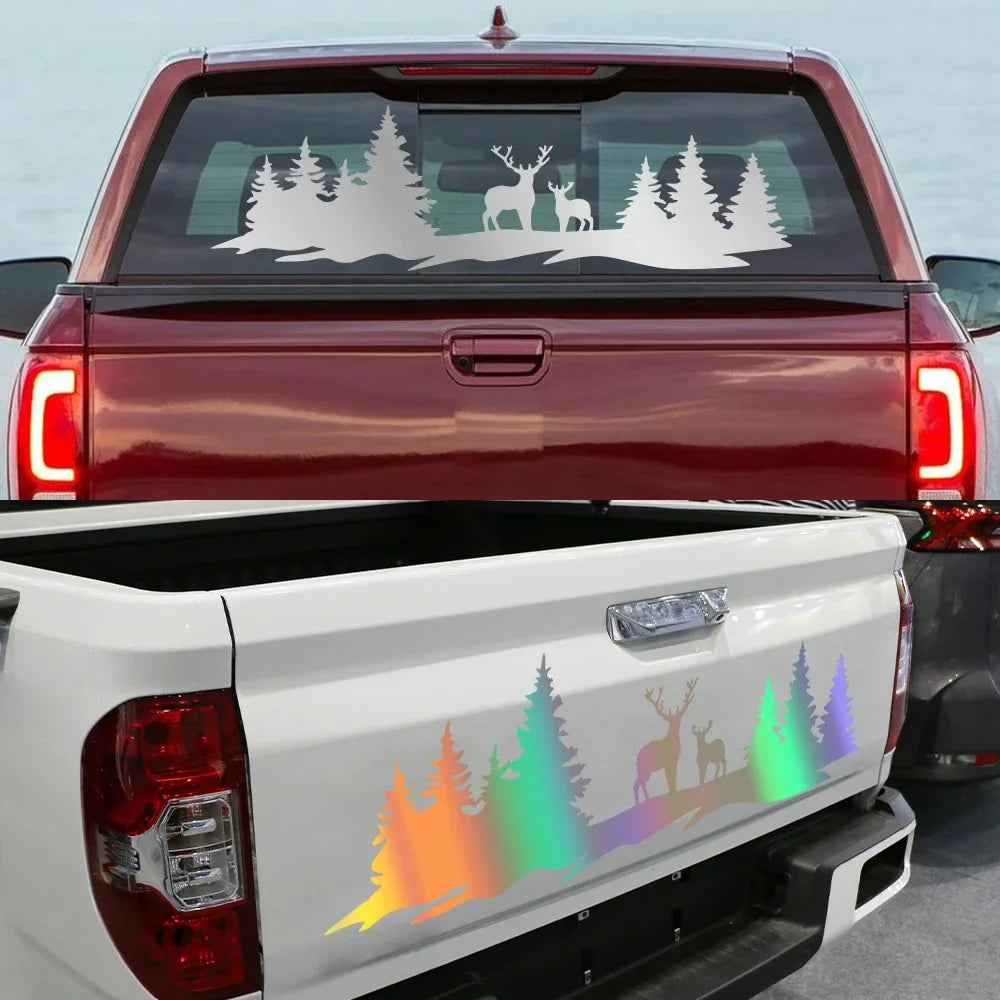 Hunting Deer & Trees Tailgate Decal | 4x4 Off-Road Vinyl Sticker for Pickup Trucks & SUVs - 200000182:350850#Carbon Fiber;5:361385#135x38.7cm-200000182:350850#Carbon Fiber;5:361386#150x43cm-200000182:496#Silver;5:361386#150x43cm-200000182:350686#Gold;5:200000990#100x28.6cm-200000182:350686#Gold;5:361385#135x38.7cm-  DRIVEN - 3