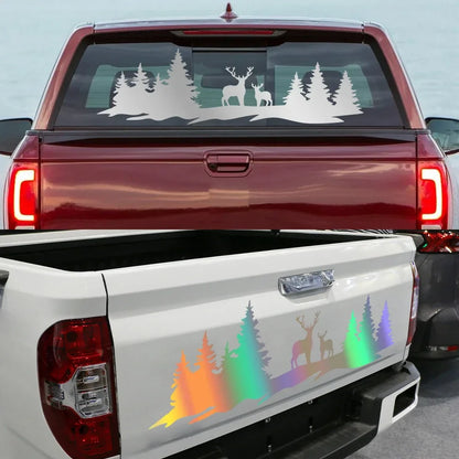 Hunting Deer & Trees Tailgate Decal | 4x4 Off-Road Vinyl Sticker for Pickup Trucks & SUVs - 200000182:350850#Carbon Fiber;5:361385#135x38.7cm-200000182:350850#Carbon Fiber;5:361386#150x43cm-200000182:496#Silver;5:361386#150x43cm-200000182:350686#Gold;5:200000990#100x28.6cm-200000182:350686#Gold;5:361385#135x38.7cm-  DRIVEN - 3