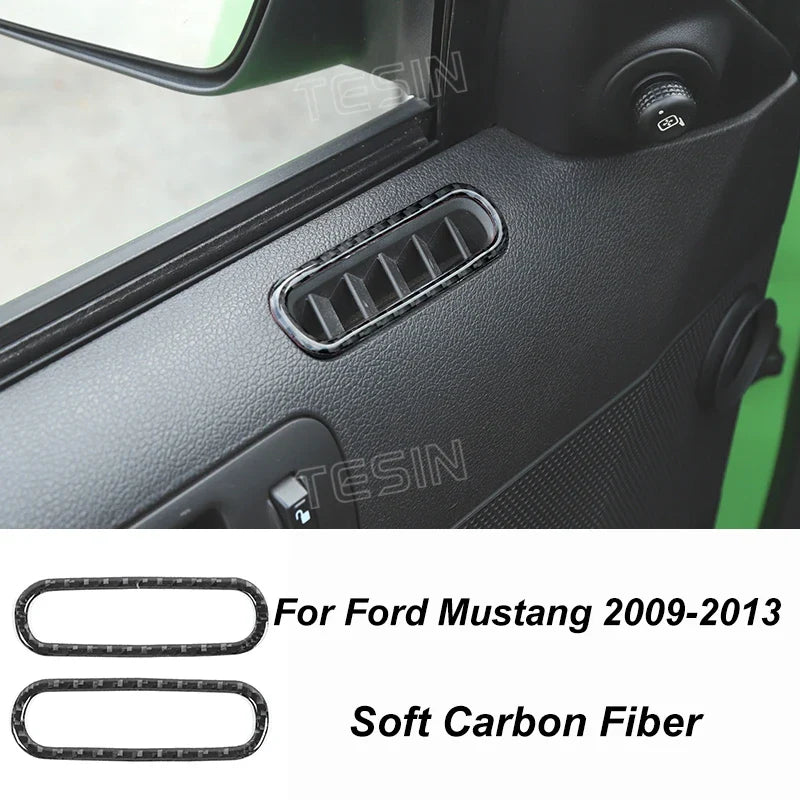 Carbon Fiber Grain Interior & Exterior Decoration Sticker for Ford Mustang (2009-2014) | Kit - 200000182:200013901#Door lock pin ring-200000182:202530813#Front fog lamp decor-200000182:200006158#Dashboard Panel-200000182:40808150#Headlight switch-200000182:200003699#Start key socket-  DRIVEN - 18