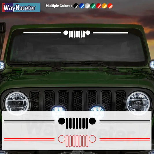 Jeep Wrangler & Gladiator Reflective Grill & Windshield Decal – Vinyl Window Graphic | JK JL, Gladiator, Renegade - 200000182:350853#B green-  DRIVEN - 1